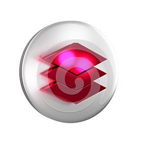 Red Layers clothing textile icon isolated on transparent background. Element of fabric features. Silver circle button.