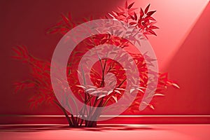 A red leafy plant in a red room. Generative ai