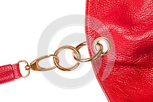 Red leather bag detail