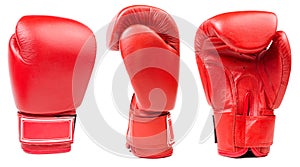 Red leather boxing glove isolated