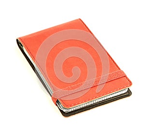 Red leather business cards holder