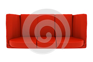 Red leather couch isolated on white. top view