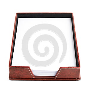 Red leather paper holder box