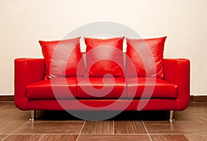 Red leather sofa