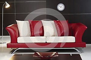 Red leather sofa