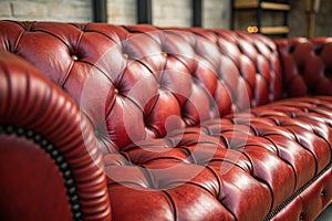 Red Leather Sofa Texture Background - generated by ai