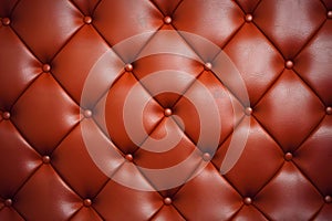 Red leather upholster with diamond pattern connected by buttons