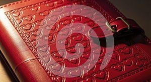 Red leather wallet with gold buckle