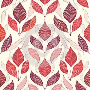 Red leaves pattern on white background