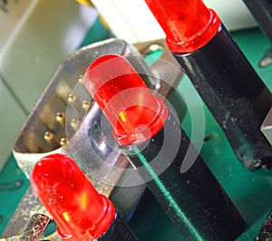 Red LEDs of a circuit board