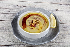 Red lentil soup. Traditional Turkish cuisine dishes