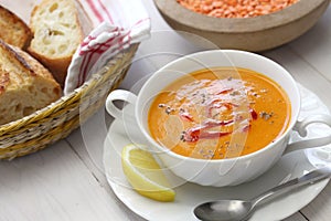 Red lentil soup, turkish cuisine