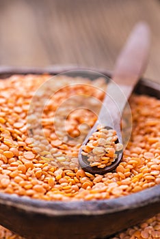 Red Lentils in a Bowl