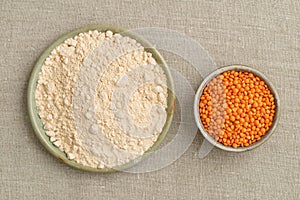 Red lentils and lentil flour