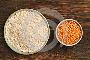 Red lentils and lentil flour