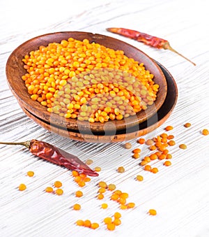 Red lentils pepper and parsley