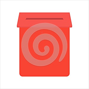 Red letter box icon for mail service concept