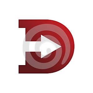 Red letter d arrow logo design