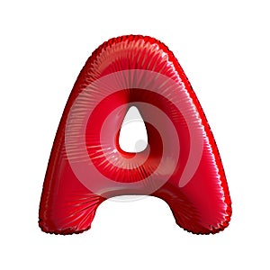 Red letter A made of inflatable balloon isolated on white background
