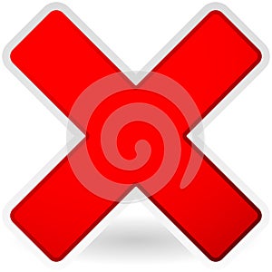 Red X letter, sign, signal. Restriction, prohibition, alignment, target mark and crosshair icon