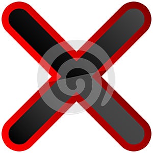 Red X letter, sign, signal. Restriction, prohibition, alignment, target mark and crosshair icon