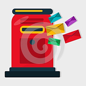 Red letterbox vector illustration in flat style