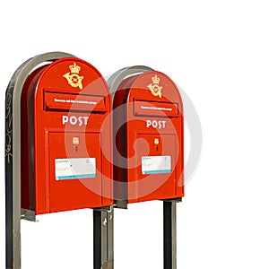 The red letterboxes in Copenhagen, Denmark