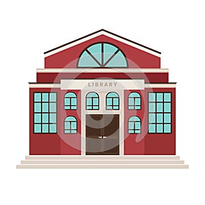 Red library cartoon building icon