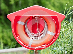 Red life buoy hanging