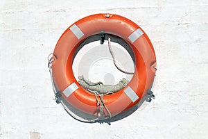Red Life Buoy hanging on the wall