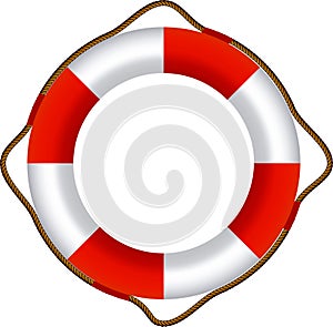 Red Life Buoy, Isolated On White Background