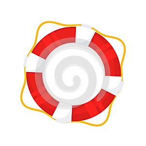 Red life buoy. Nautical safety. Lifeguard lifesaver. life guard. Vector illustration