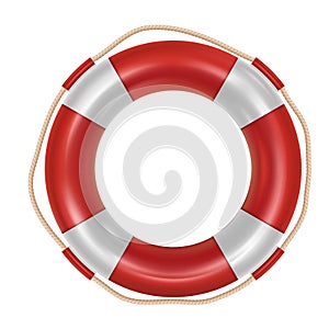 Red lifebuoy over white background