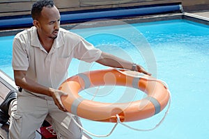 Red lifebuoy pool ring float