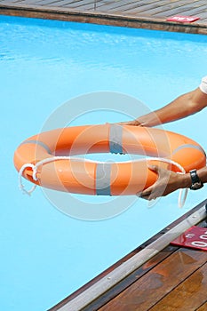 Red lifebuoy pool ring float