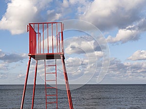 Red Lifeguard observation tower station in Poland