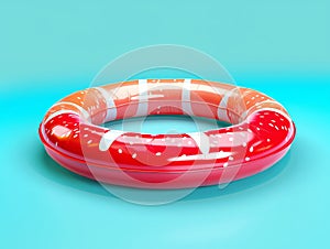 Red Lifesaver on Blue Background