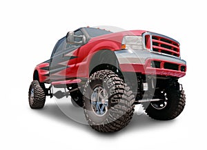 Red Lifted Truck photo