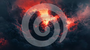 Red Light Breaking Through Dark Storm Clouds