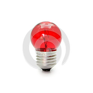 Red light bulb isolated on white background