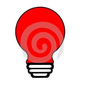 Red light bulb isolated on white background