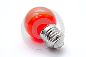 Red light bulb isolated on white background.
