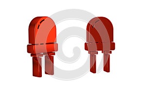 Red Light emitting diode icon isolated on transparent background. Semiconductor diode electrical component.