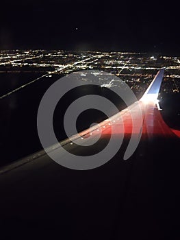 Red light plane wing at night 002