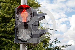 Red light at traffic lights for pedestrians