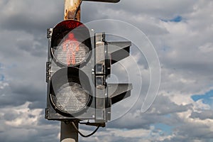 Red light at traffic lights for pedestrians