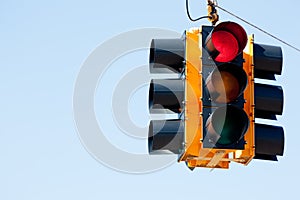 Red light traffic signal with copy space