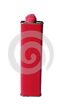 Red Lighter Fluid Pack isolated on white