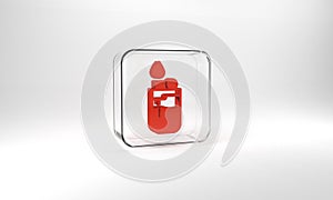 Red Lighter icon isolated on grey background. Glass square button. 3d illustration 3D render
