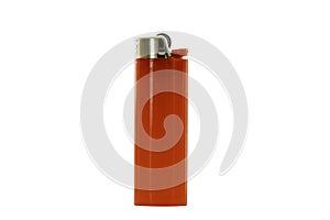 Red lighter on white background, with clipping path.